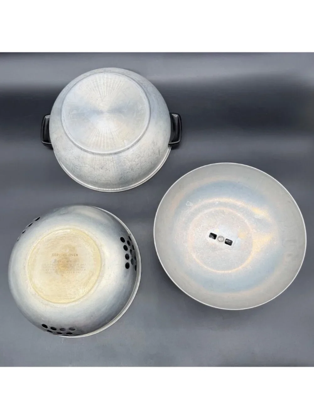 Vintage Bun Warmer West Bend USA Aluminum 1950s Serving Dish 3 Piece Retro